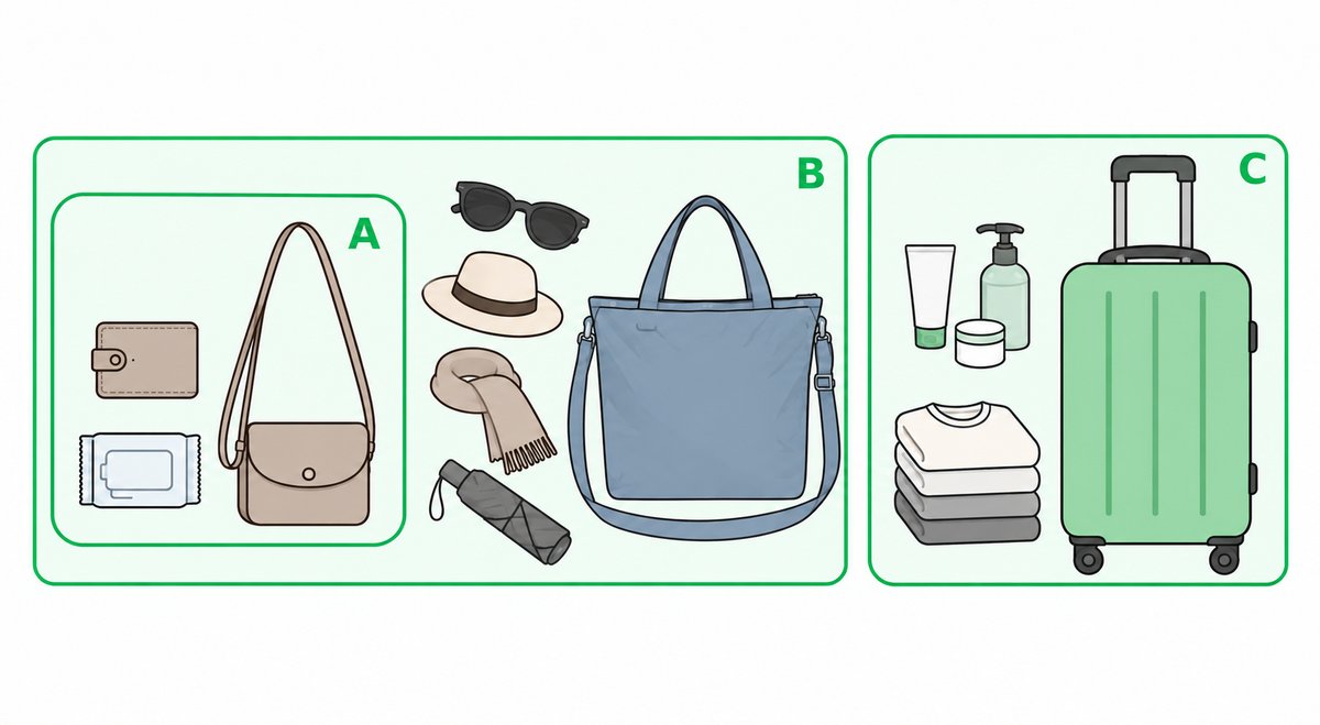 手荷物の仕分け方のイラスト